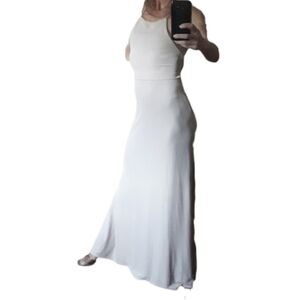 Elegant Beige Halter Backless Maxi Dress